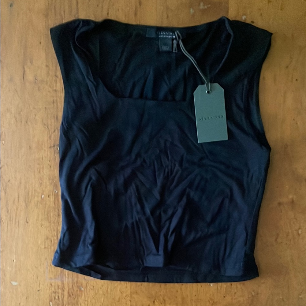 All Saints Black Fitted Tank Top